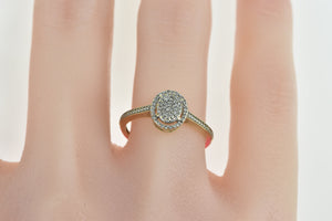 10K Oval Pave Diamond Encrusted Statement Ring Yellow Gold