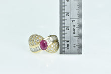 Load image into Gallery viewer, 14K 3.34 Ctw Oval Ruby Diamond Encrusted Ring Yellow Gold