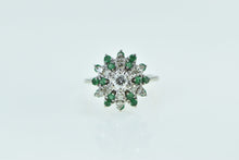 Load image into Gallery viewer, 14K 1.04 Ctw Diamond Emerald Flower Cluster Ring Yellow Gold