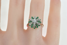 Load image into Gallery viewer, 14K 1.04 Ctw Diamond Emerald Flower Cluster Ring Yellow Gold