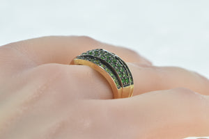 14K 14K Staurino Fratelli Pave Emerald Diamond Ring Yellow Gold