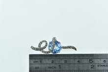 Load image into Gallery viewer, 14K LeVian Blue Topaz Chocolate Diamond Swirl Pendant White Gold