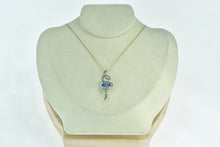 Load image into Gallery viewer, 14K LeVian Blue Topaz Chocolate Diamond Swirl Pendant White Gold