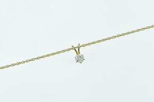 14K 0.46 Ct Diamond Round Solitaire Classic Pendant 16.75" Yellow Gold