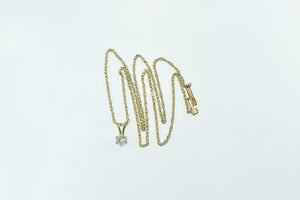 14K 0.46 Ct Diamond Round Solitaire Classic Pendant 16.75" Yellow Gold