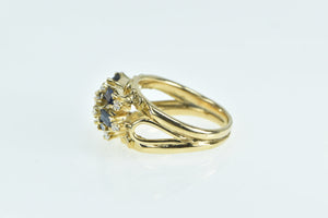 18K Baguette Sapphire Diamond Checkered Ring Yellow Gold