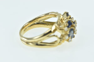 18K Baguette Sapphire Diamond Checkered Ring Yellow Gold