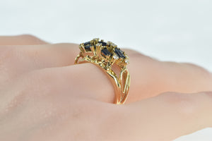 18K Baguette Sapphire Diamond Checkered Ring Yellow Gold