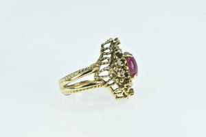 14K 3.77 Ctw Oval Ruby Diamond Statement Ring Yellow Gold