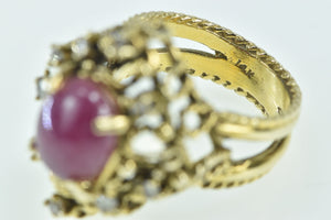 14K 3.77 Ctw Oval Ruby Diamond Statement Ring Yellow Gold
