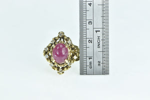 14K 3.77 Ctw Oval Ruby Diamond Statement Ring Yellow Gold