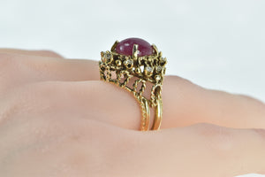 14K 3.77 Ctw Oval Ruby Diamond Statement Ring Yellow Gold