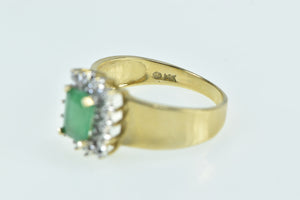 14K 0.73 Ctw Emerald Diamond Halo Engagement Ring Yellow Gold