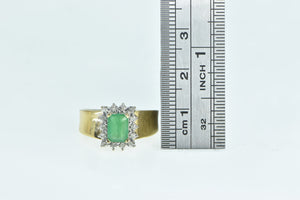 14K 0.73 Ctw Emerald Diamond Halo Engagement Ring Yellow Gold