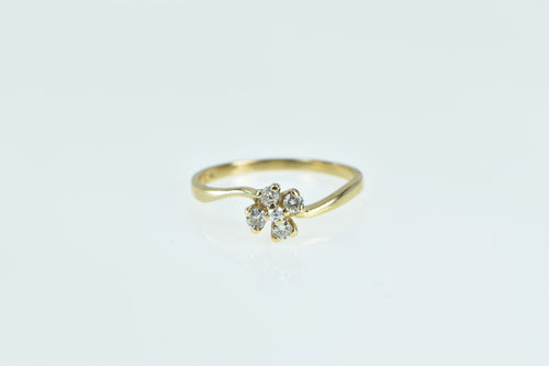 14K 0.18 Ctw Flower Diamond Cluster Engagement Ring Yellow Gold