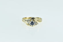 Load image into Gallery viewer, 14K Vintage Sapphire Diamond Cluster Bypass Ring Yellow Gold