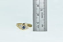 Load image into Gallery viewer, 14K Vintage Sapphire Diamond Cluster Bypass Ring Yellow Gold