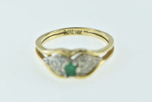 Load image into Gallery viewer, 14K Oval Emerald Diamond Cluster Vintage Ring Yellow Gold