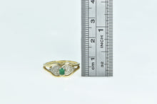 Load image into Gallery viewer, 14K Oval Emerald Diamond Cluster Vintage Ring Yellow Gold