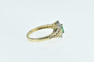 14K Marquise Emerald Diamond Halo Bypass Ring Yellow Gold