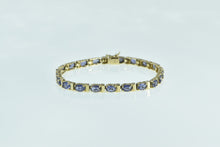 Load image into Gallery viewer, 14K Oval Tanzanite Vintage Classic Tennis Bracelet 7&quot; Yellow Gold