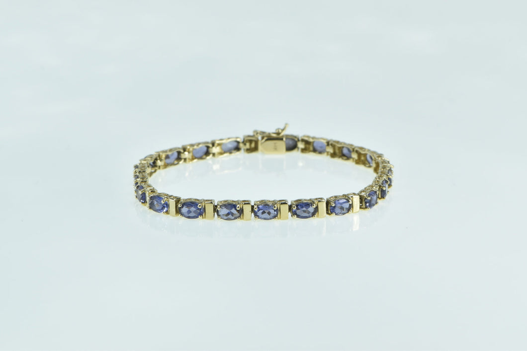 14K Oval Tanzanite Vintage Classic Tennis Bracelet 7