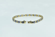 Load image into Gallery viewer, 14K Oval Tanzanite Vintage Classic Tennis Bracelet 7&quot; Yellow Gold