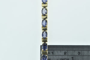 14K Oval Tanzanite Vintage Classic Tennis Bracelet 7" Yellow Gold