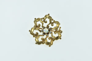 14K Victorian Opal Ornate Vintage Statement Pin/Brooch Yellow Gold