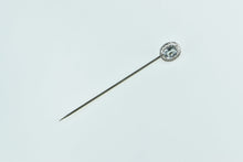 Load image into Gallery viewer, 14K Art Deco Ornate Oval Blue Topaz Filigree Stick Pin Yellow Gold