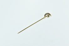Load image into Gallery viewer, 14K Victorian Crescent Moon Star Seed Pearl Stick Pin Yellow Gold