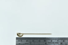 Load image into Gallery viewer, 14K Victorian Crescent Moon Star Seed Pearl Stick Pin Yellow Gold