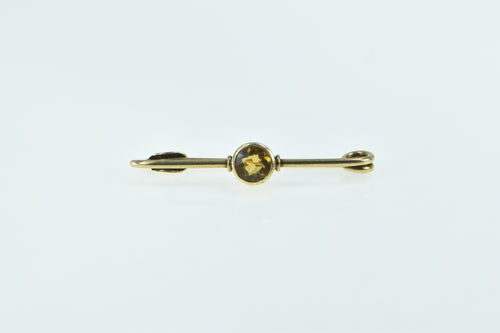 14K Victorian Round Citrine Vintage Safety Pin Pin/Brooch Yellow Gold