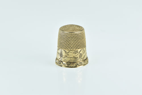 14K Victorian Ornate Engraved Sewing Tool Thimble Yellow Gold