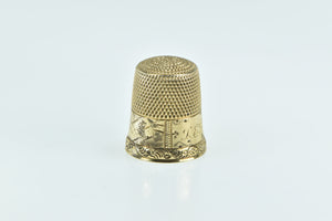 14K Victorian Ornate Engraved Sewing Tool Thimble Yellow Gold