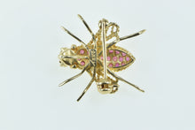 Load image into Gallery viewer, 14K Ruby Encrusted Diamond Eyed Fly Insect Pin/Brooch Yellow Gold