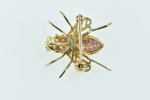 14K Ruby Encrusted Diamond Eyed Fly Insect Pin/Brooch Yellow Gold