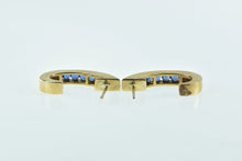 Load image into Gallery viewer, 14K Vintage Sapphire Curved Bar Semi Hoop Earrings Yellow Gold