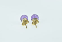 Load image into Gallery viewer, 14K 7.25mm Amethyst Round Sphere Ball Stud Earrings Yellow Gold