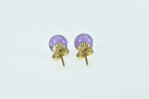 14K 7.25mm Amethyst Round Sphere Ball Stud Earrings Yellow Gold