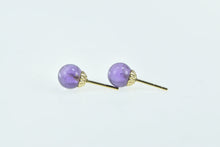 Load image into Gallery viewer, 14K 7.25mm Amethyst Round Sphere Ball Stud Earrings Yellow Gold