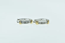 Load image into Gallery viewer, 14K Oval Diamond Vintage Two Tone Hoop Earrings White Gold