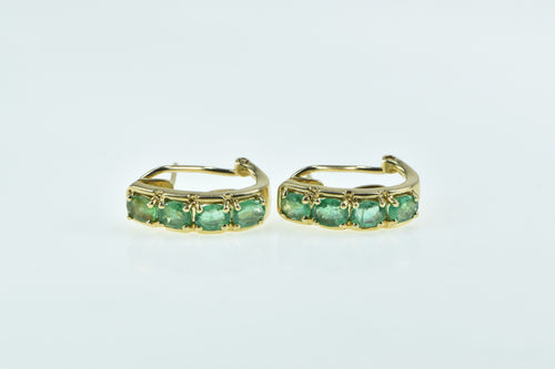 14K Vintage Oval Cut Emerald French Clip Earrings Yellow Gold