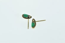 Load image into Gallery viewer, 14K Vintage Round Syn. Emerald Squared Stud Earrings Yellow Gold