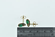 Load image into Gallery viewer, 14K Vintage Round Syn. Emerald Squared Stud Earrings Yellow Gold