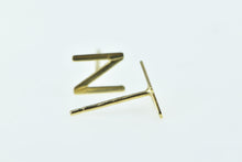 Load image into Gallery viewer, 14K N Block Letter Initial Name Monogram Stud Earrings Yellow Gold