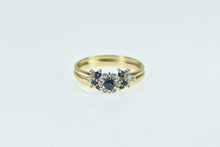 Load image into Gallery viewer, 14K Sapphire Diamond Halo Bridal Engagement Set Ring Yellow Gold