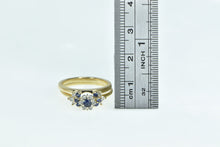 Load image into Gallery viewer, 14K Sapphire Diamond Halo Bridal Engagement Set Ring Yellow Gold