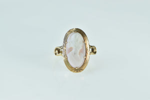 14K Victorian Carved Shell Cameo Lady Ring Yellow Gold