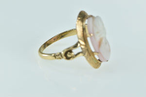 14K Victorian Carved Shell Cameo Lady Ring Yellow Gold